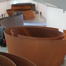 Installation "Matter of Time" comprising eight pieces of torqued ellipses created by sculptor Richard Serra